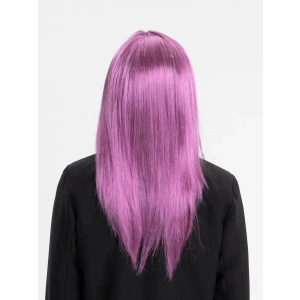 Rose Pembe Renk Düz Kesim Uzun Parti Peruğu Takma