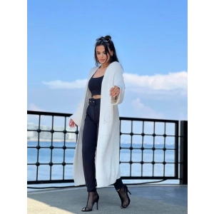 sa kol uzun triko hırka beyaz