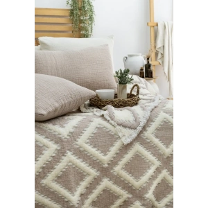 Şaheser Home Collection  Müslin Yatak Örtüsü Seti Çift Kişilik Sonia Bej