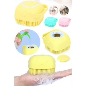 Şampuan Hazneli Kedi Köpek  Duş Fırçası 11 cm Sarı