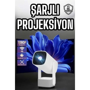 Şarjlı Projeksiyon Oyun Sinema Projektörü 4K HD Görüntü Kaliteli Yeni Nesil
