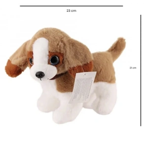 Sesli Peluş Köpek - 2309033 - Kahverengi-Beyaz - 1 ADET