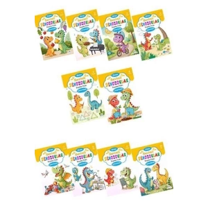 Sevimli Dinozorlar Boyama Kitabı Sticker Çıkartmalı (10 Kitap Set)