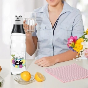 Sevimli Panda Tasarımlı Cam Suluk Sızdırmaz 1000 Ml (74)