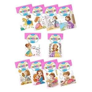 Sevimli Prensesler Boyama Kitabı Sticker Çıkartmalı (10 Kitap Set)