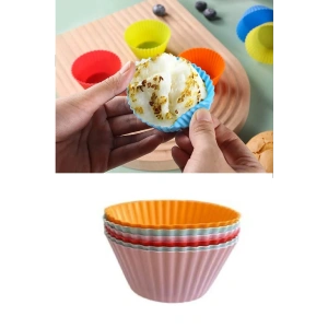 Silikon Muffin Kalıbı - Sürekli Kullanım Muffin Kek Kalıbı 6 ADET