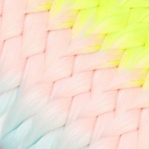 Simli Neon Sarı / Şeker Pembe / Su Yeşili Ombreli Örgülük  100 Gr.