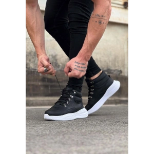 Siyah Cilt Yüksek Taban Yarım Bilek Bot