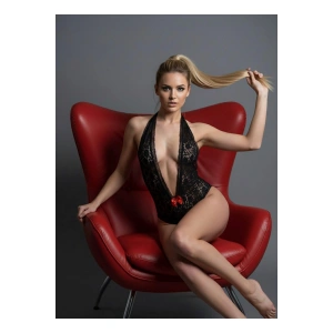 Siyah Dantel Bodysuit