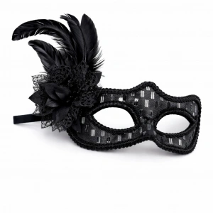 Siyah Tüylü B Maskesi Kadın Parti Aksesuarı