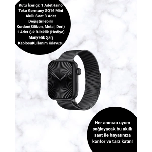 SQ16 Mini Series 10 Akıllı Saat – 3 Kordon + Hediye Bileklik