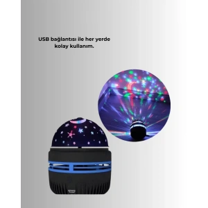 Star Master Galaxy Projektör – 360° Dönebilen Gece Lambası, Dekoratif Ambiyans Işığı