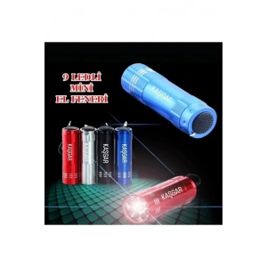 Süper Parlak 9 Ledli Metal Mini El Feneri