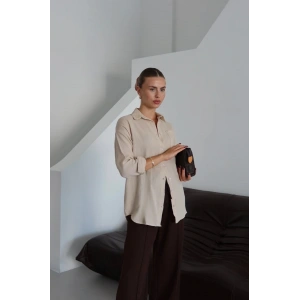 Tek cepli müslin gömlek bej pt