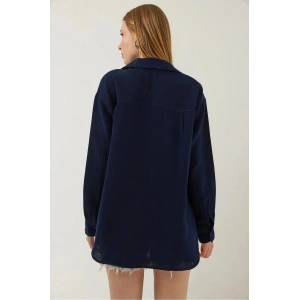 Tek cepli müslin gömlek lacivert pt