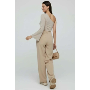 Tek Omuzlu Basic Bluz Vizon