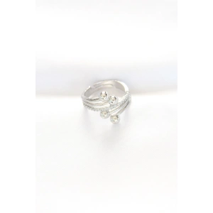 Topçuk Model Zirkon Taşlı Silver Renk Ayarlanabilir Yüzük