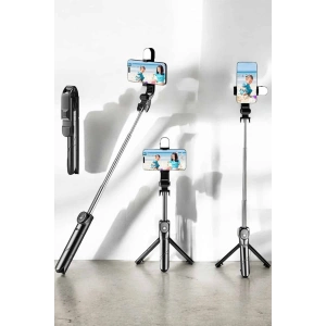 Tripod Kablosuz Bluetooth Bağlantılı Selfie Çubuğu 360 Derece Dönebilen