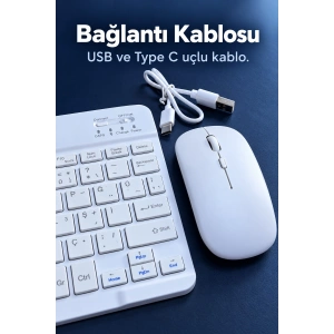 Türkçe Q Kablosuz Klavye ve Beyaz Mouse Takımı