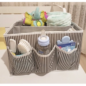 Tutturma Aparatlı Bebek Beşik Başucu Düzenleyici Kapaklı 5 Bölmeli Organizer