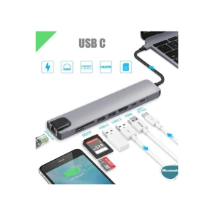 Type-c To Hdtv Multifunction Adapter 8 Port Kablo