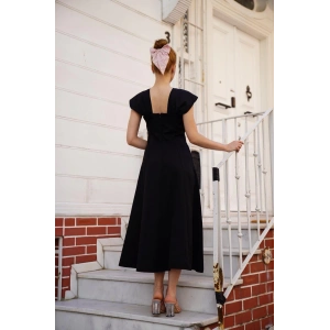 U yaka prenses elbise siyah s255101