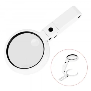 USB şarj edilebilir katlanabilir 3.510x büyüteç 8 LEDli masa ve eliçin  taşınabilir büyüteç FS90RC (  )