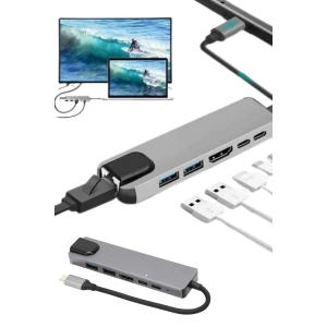 Usb Typec Hub Dönüştürücü Çevirici Çoklayıcı Macbook Çevirici 8 Portlu
