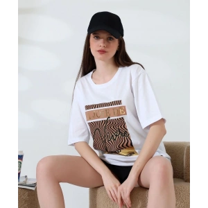 Varak çizgili Oversize tişört