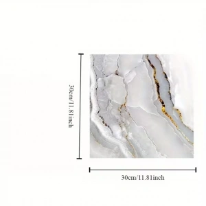 VİNİL BEYAZ MERMER DESENLİ ALÜMİNYUM PLASTİK DUVAR STİCKER (30X30)