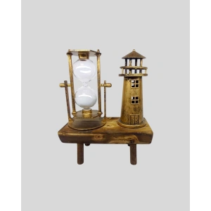 Vintage Kum Saati + Deniz Feneri Modeli – Ahşap Gövdeli Masa Üstü Dekor Yeni Nesil