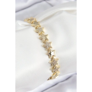 VIP Pirinç Zirkon Taşlı Yıldız Model Gold Renk Kadın Bileklik