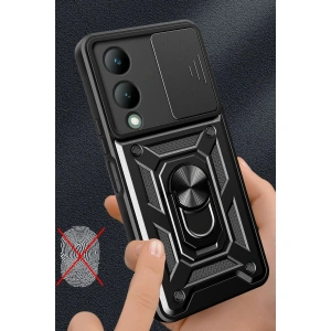 Vivo Y17s Kılıf Pars Lens Yüzüklü  - Yeşil