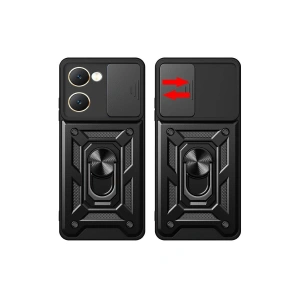 Vivo Y18 Kılıf Pars Lens Yüzüklü  - Siyah