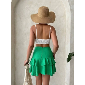 Vnlu fırfırlı etek yeşil