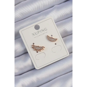 Xuping Rose Renk Zirkon Taşlı Ay ve Güneş Tasarımlı Küpe