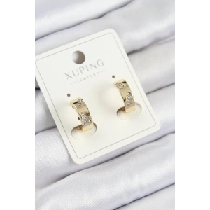 Xuping Zirkon Taşlı Desenli Halka Model Gold Renk Kadın Küpe