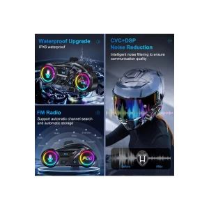 Y13 Motor Kask Kulaklık Rgb Modlu Ralu Motosiklet Kulaklık 5.3 Bluetooth Intercom