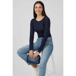 Yanı Büzgülü bluz Lacivert