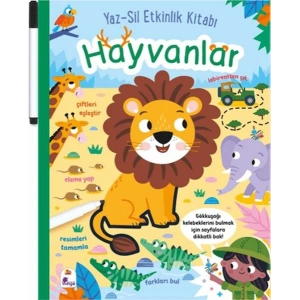 Yaz-Sil Etkinlik Kitabı - Hayvanlar (Kalemli)