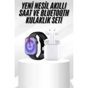 Yeni Nesil Akıllı Saat Ve Kulaklık Seti Gümüş Kasa Zarif Tasarım Çok Fonksiyonlu