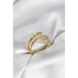 Yılan Model Gold Renk Zirkon Taşlı Kadın Yüzük