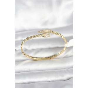 Yılan Model Pirinç Gold Renk Kadın Kelepçe Bileklik