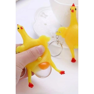 Yumurtlayan Eğlenceli Tuk Anahtarlık Stres Topu Hediyelik Oyuncak Çanta Süsü