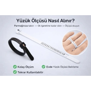 Yüzük Ölçüsü Alma Aleti Parmak Yüzük Ölçer Aparatı Ring Sizer Yüzük Ölçme Ölçü Seti - 2 Adet
