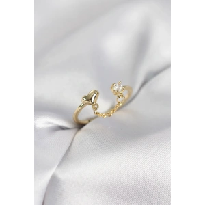 Zincir Sallantılı Kalp Model Gold Renk Kadın Yüzük