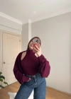 Bolero Detaylı İkili Bordo Triko Bluz