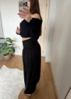 Beli Korsajlı Siyah Şalvar Pantolon
