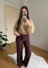 Düz Paça Tensel Kahve Pantolon
