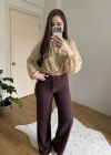 Düz Paça Tensel Kahve Pantolon